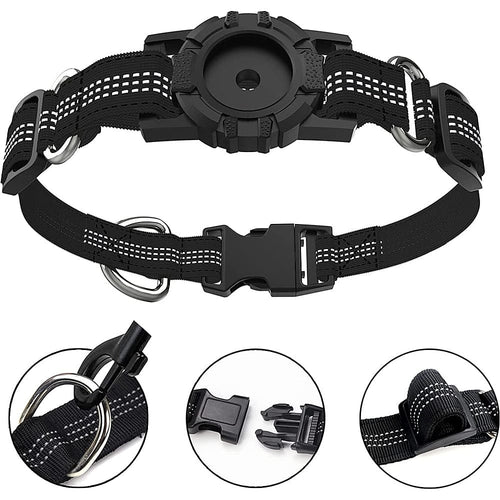 Adjustable Nylon Dog Collar for Apple AirTag – Black
