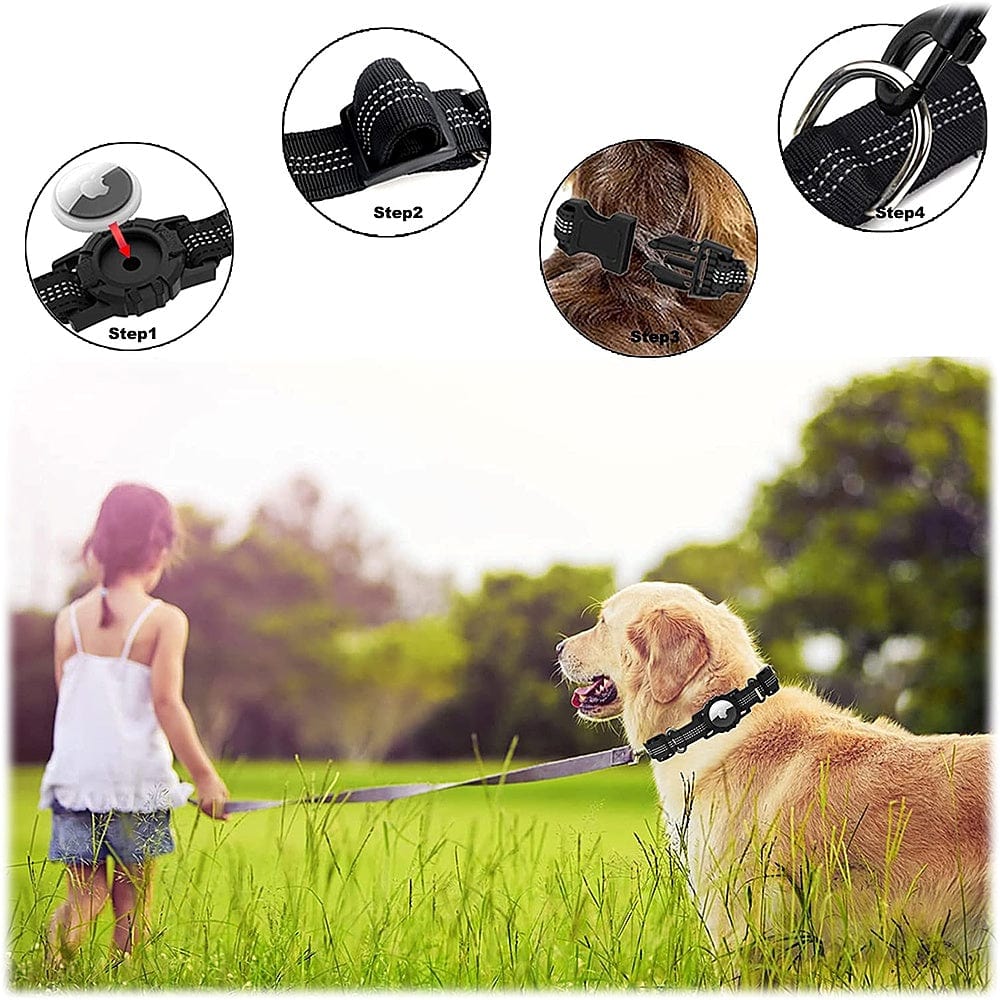 Adjustable Nylon Dog Collar for Apple AirTag – Black