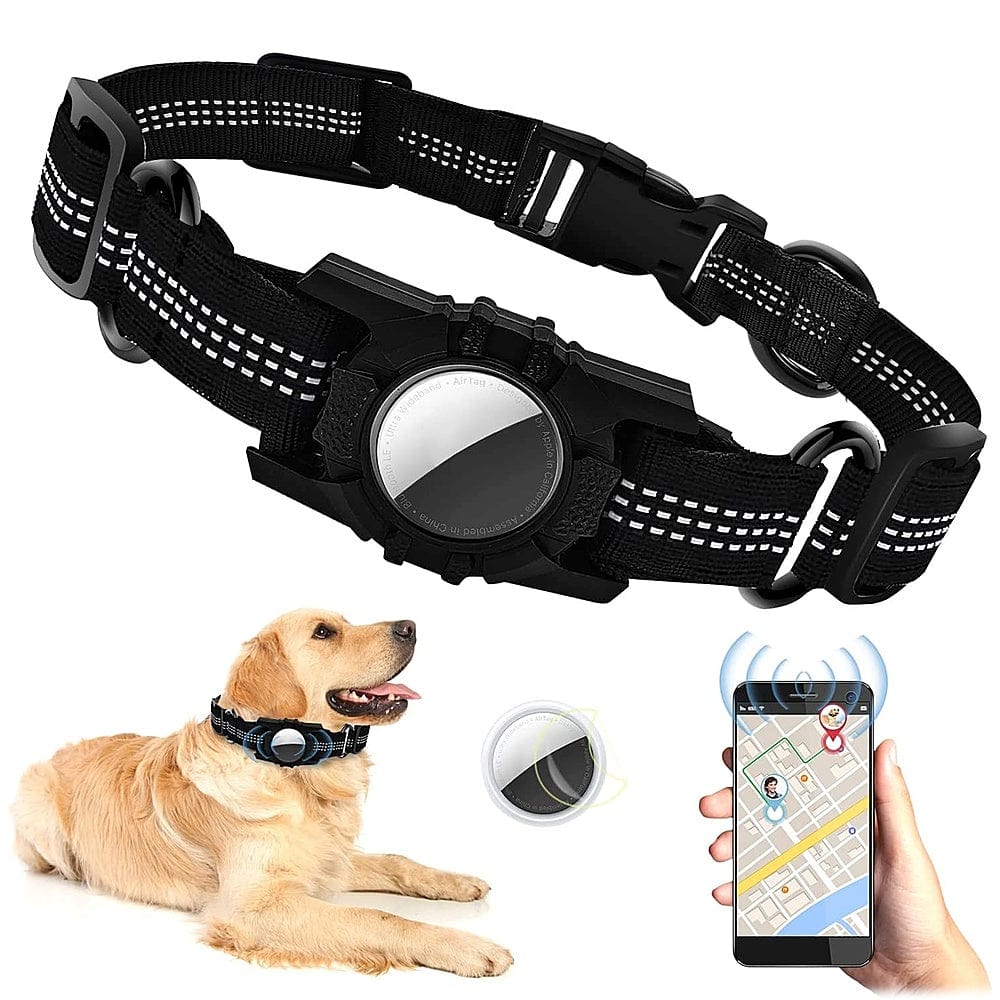 Adjustable Nylon Dog Collar for Apple AirTag – Black