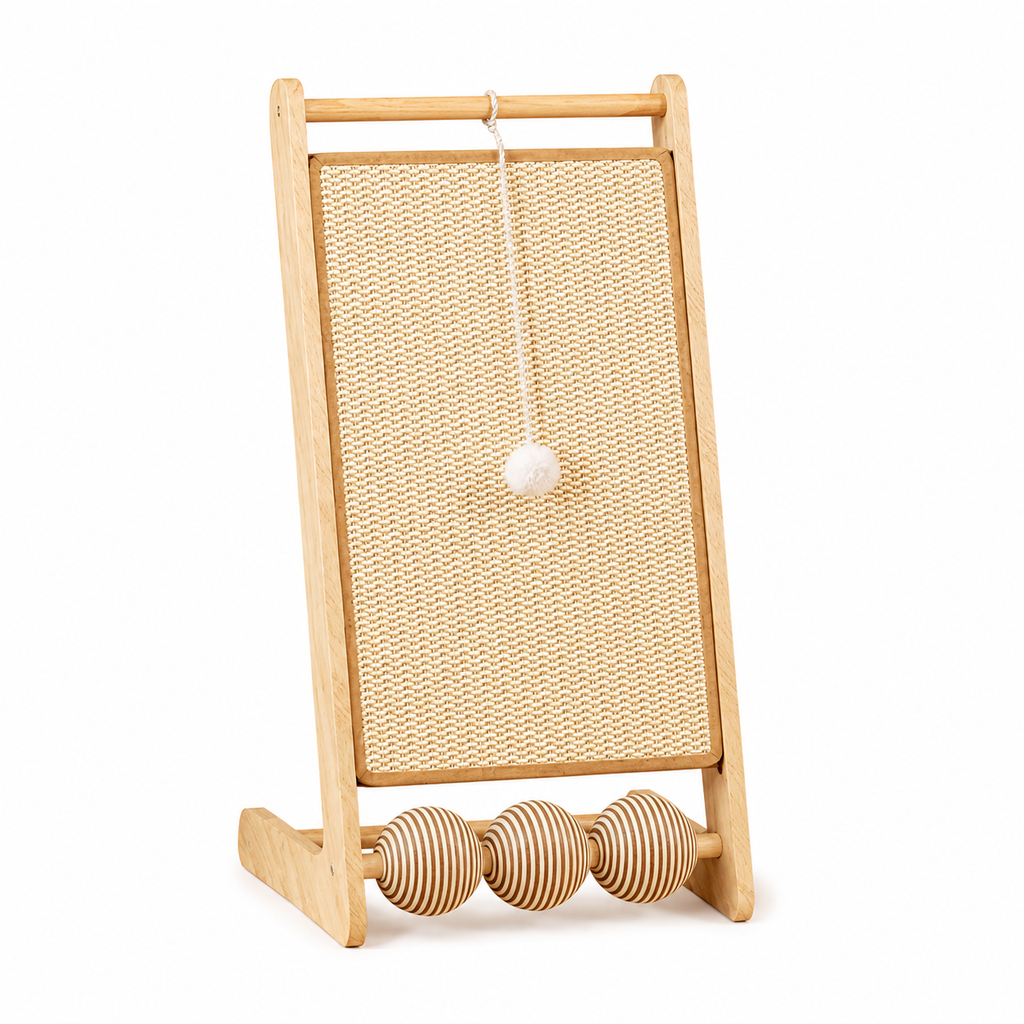 Vertical Sisal Cat Scratcher with Hanging Toys