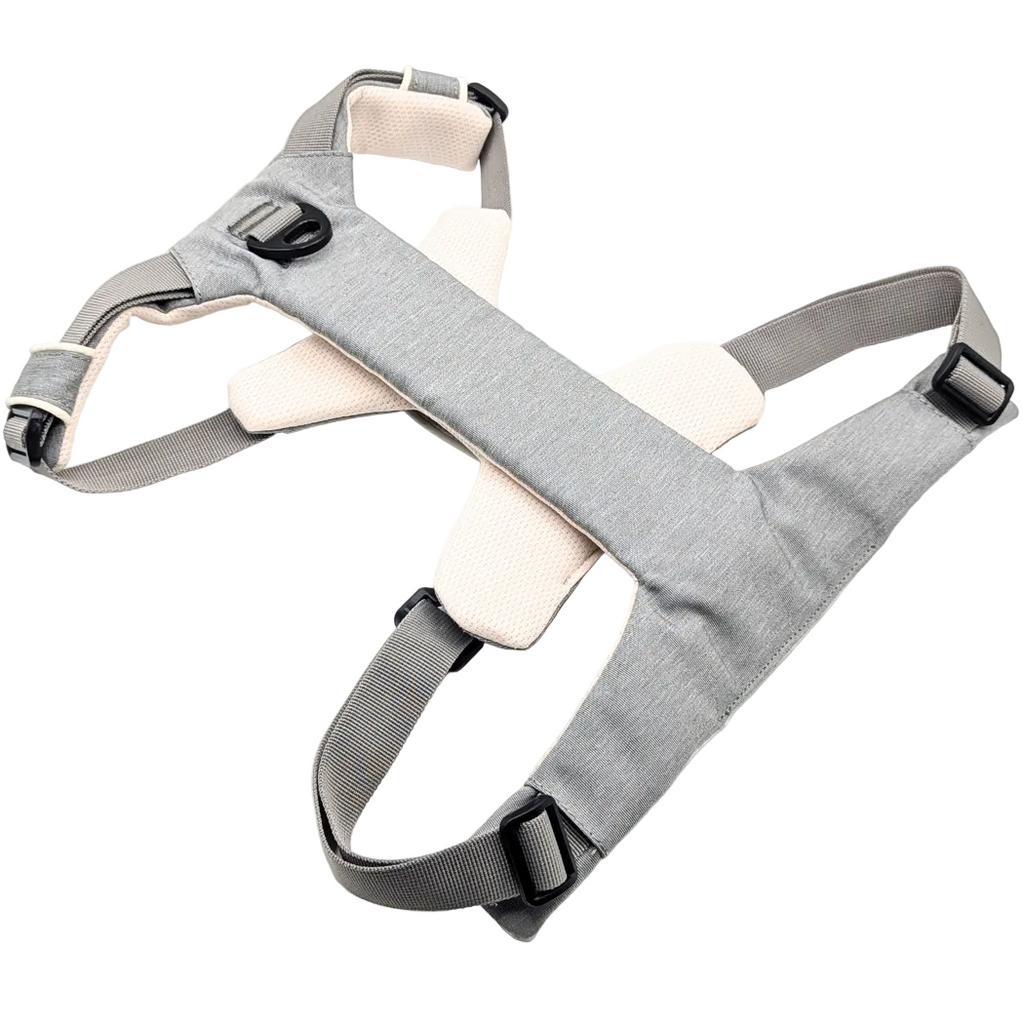 Gray and beige baby carrier on a white background