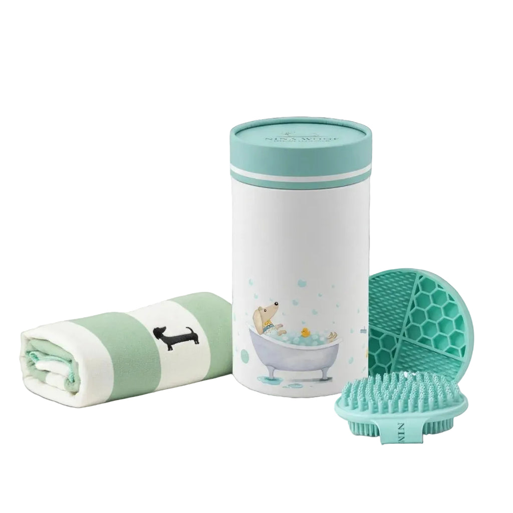 Dog Bath Kit – Grooming Set with Brush, Towel & Lick Mat