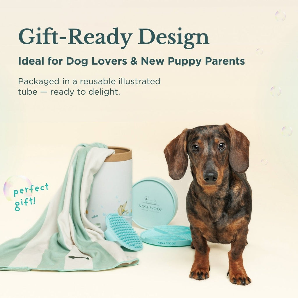 Dog Bath Kit – Grooming Set with Brush, Towel & Lick Mat