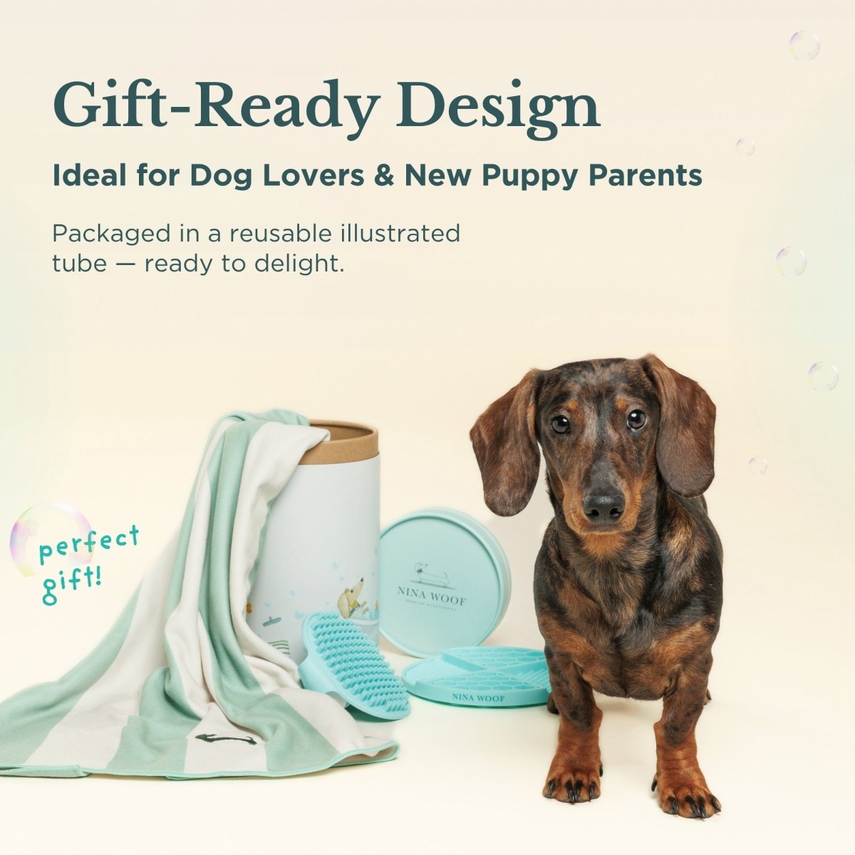 Dog Bath Kit – Grooming Set with Brush, Towel & Lick Mat