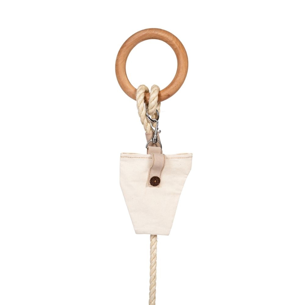 Jute Dog Leash with Wood Handle & Storage Bag
