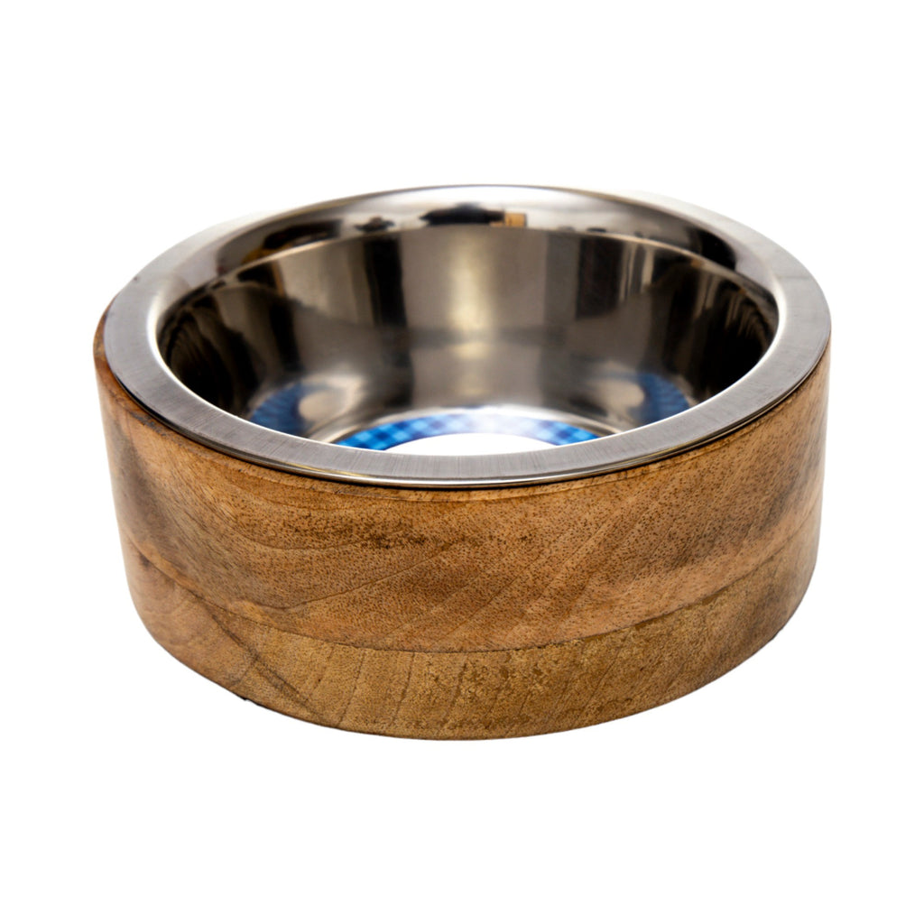 Stainless Steel Dog Bowl with Mango Wood Holder