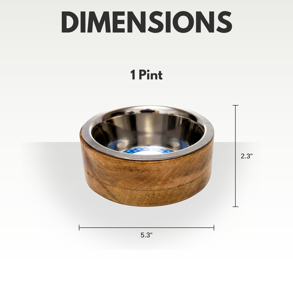Stainless Steel Dog Bowl with Mango Wood Holder