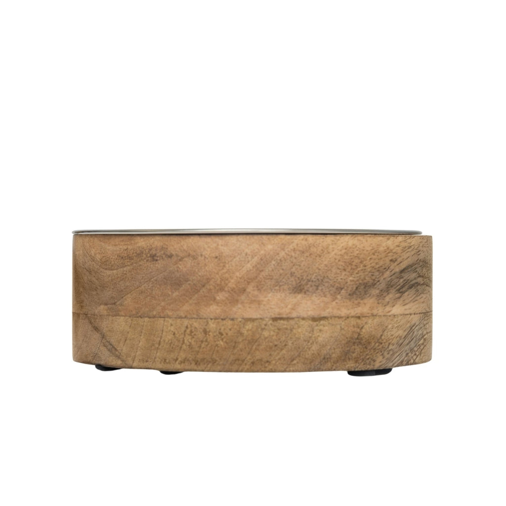 Stainless Steel Dog Bowl with Mango Wood Holder
