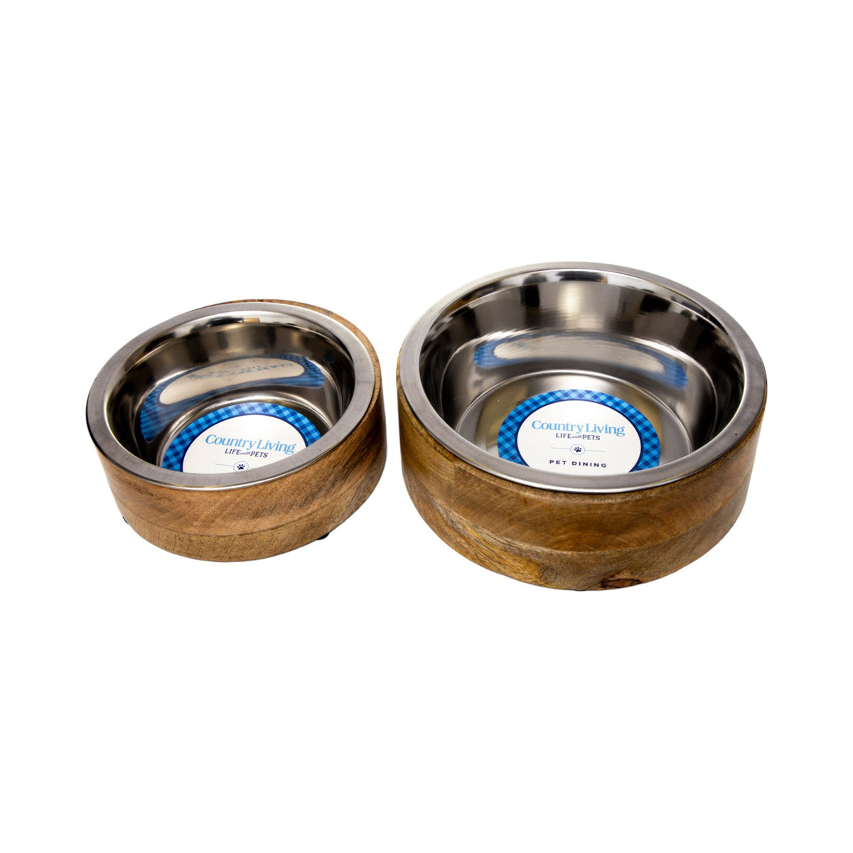 Stainless Steel Dog Bowl with Mango Wood Holder