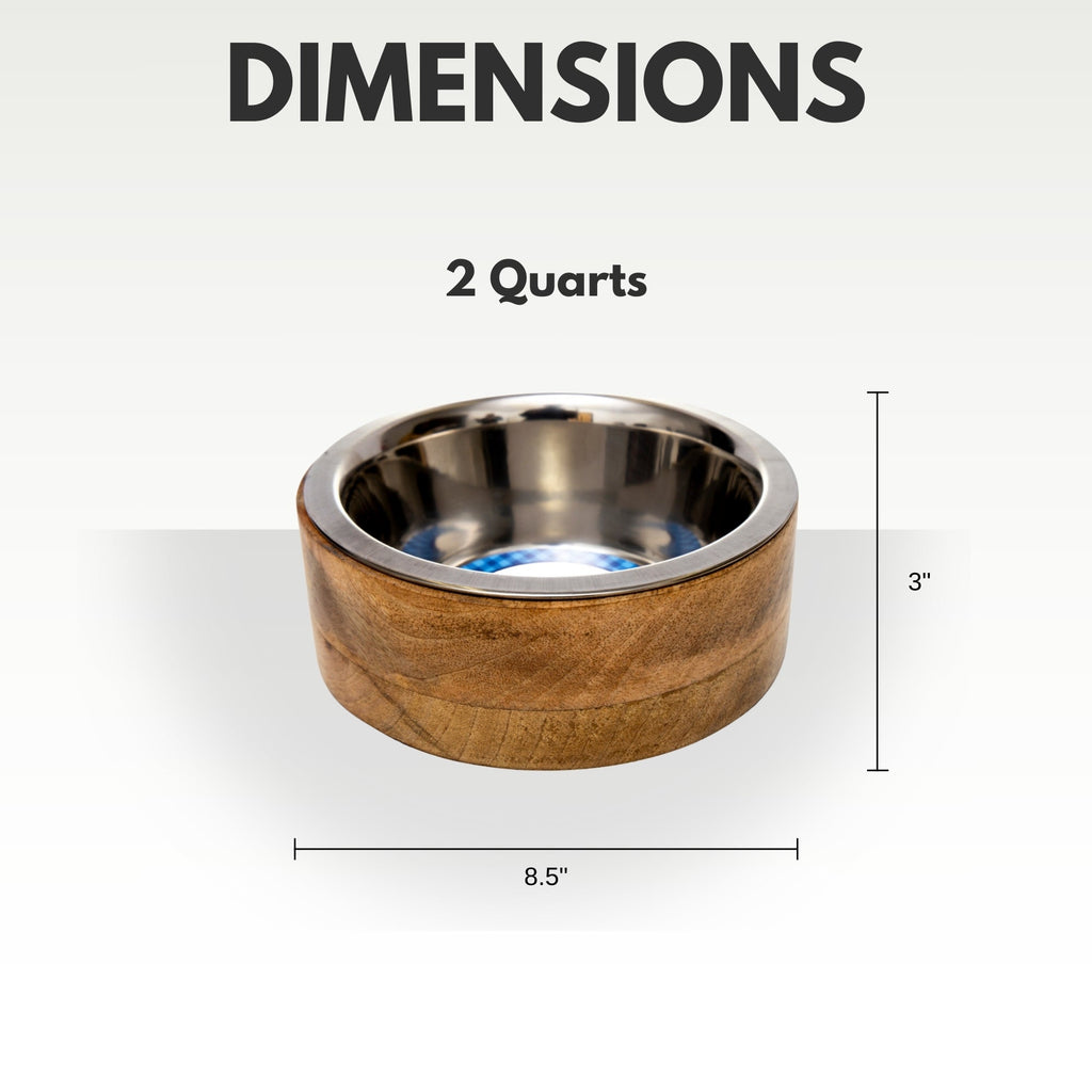 Stainless Steel Dog Bowl with Mango Wood Holder