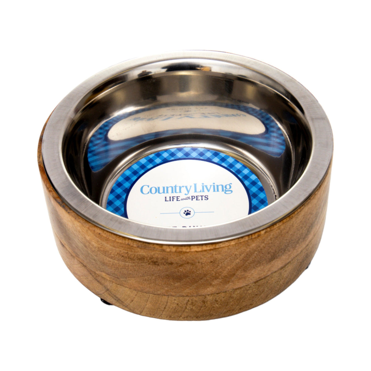 Stainless Steel Dog Bowl with Mango Wood Holder